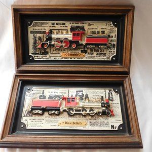 Vintage Intercraft Industries COLUMBIA and DIXIE BELLE Trains Wall Plaques